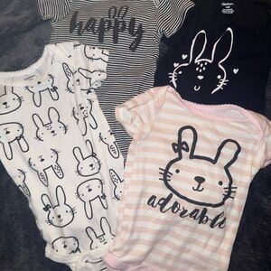 Gerber 3-6mo 4pk Baby Bunny Onesie Set - Pink, White & Black